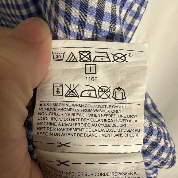 Old Navy Blue Gingham Check Adjustable Strap Ruffle Top L Classic‎ Preppy Beach - Picture 7 of 10